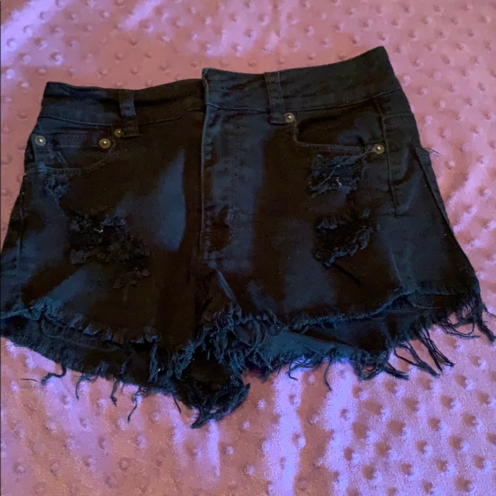 Black jean shorts